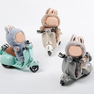 Scooter Toy for Labubu Toy with Light and Music, Cute Have a Seat for Labubu Accessories, Interactive Toys Desktop Decor for Doll Collectors (White)