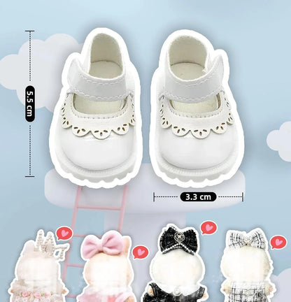 Doll Shoes Compatible with 17 cm Dolls, Versatile Doll Shoes with Custom Fit - Hook & Loop Fastening for Easy On/Off, Doll Accessories Secure for Bag Clip, No Doll