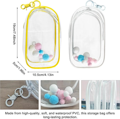 2-Pack Clear Figure Display Bag for 17cm Dolls – Doll Pouch with Keychain, Portable & Dustproof Carrying Case for Funs Collectibles