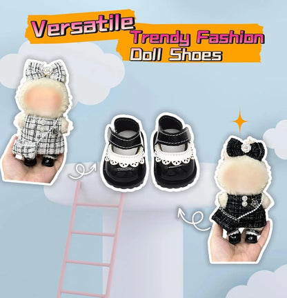 Doll Shoes Compatible with 17 cm Dolls, Versatile Doll Shoes with Custom Fit - Hook & Loop Fastening for Easy On/Off, Doll Accessories Secure for Bag Clip, No Doll