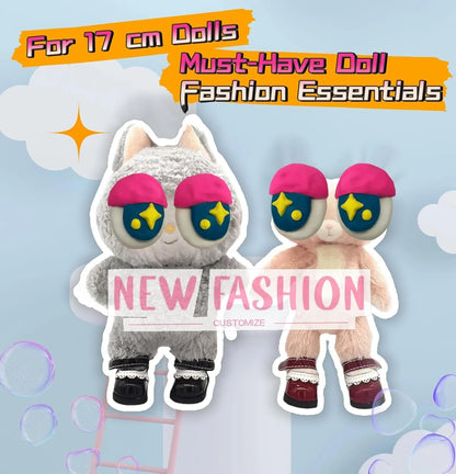 Doll Shoes Compatible with 17 cm Dolls, Versatile Doll Shoes with Custom Fit - Hook & Loop Fastening for Easy On/Off, Doll Accessories Secure for Bag Clip, No Doll