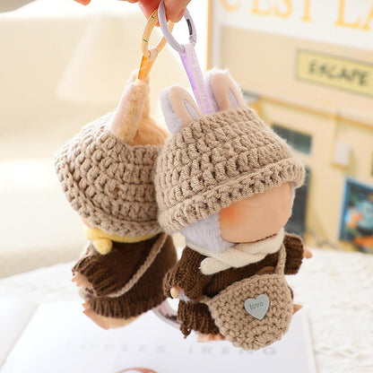 Doll Clothes Handcrafted Crochet Set for 15cm/17cm Dolls, Premium Doll Outfit with Accessories, Stylish Doll Clothes Accessories(Knitted) (Kakhi)