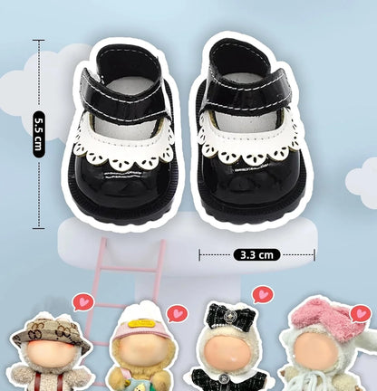 Doll Shoes Compatible with 17 cm Dolls, Versatile Doll Shoes with Custom Fit - Hook & Loop Fastening for Easy On/Off, Doll Accessories Secure for Bag Clip, No Doll