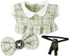 Green Plaid Tweed Dress + Black Necktie + Bow