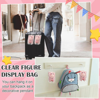 6 Pcs Clear Figure Display Bag Protective Cover Figures Storage Clear Bag Keychain Protective Case Dustproof Collectibles Case for Dolls