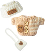 Button Up Brown Sweater + White Hat + White Bag