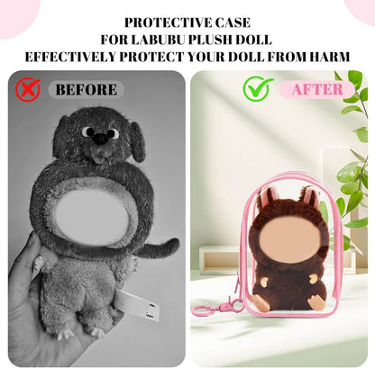Protective Case for Plush Doll, Clear Hanging Display Cases, Crossbody Doll Storage Bag, PVC Storage Case Cover for Figures, Dolls