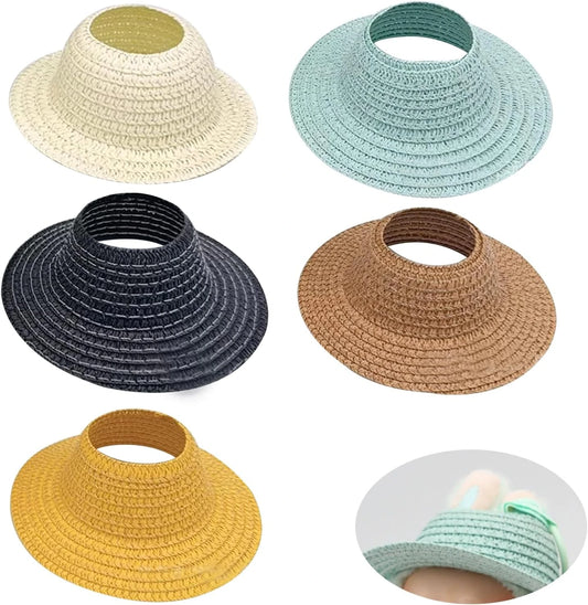 5-Pack Random Mini Straw Hat for Labubu, Doll Hat Accessories for 15cm & 17cm Labubu, Cute Beach Sun Hat for Labubu Clothes Accessories, Dolls Summer Vacation Photo Prop & Display Accessory