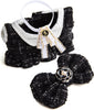 Black Dress + Black Plaid Bow Headband + Black Ribbon Choker