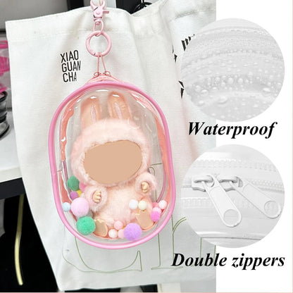 Clear Figure Display Bag with Keychain Blind Box Case Carrying Bag Keychain Pouch Charms for Collectibles