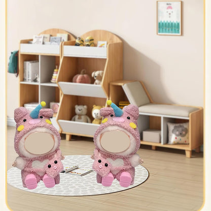 17cm Doll Clothes, 4-Piece Clothes for Dolls Outfit, Accessories for Cute Dolls Clothes, Pink Hat + Overalls + Bag + Shoe, No Doll Included