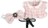 Pink Plaid Tweed Dress + Black Necktie + Bow