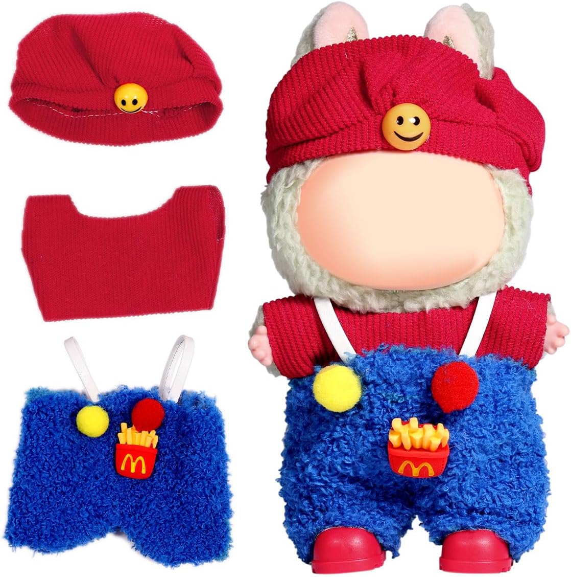 Doll Clothes Outfits,Clothes Set for 17cm Doll,3 Piece Set Hat Clothing, Boys and Girls Stylish Adorable Dolls Clothes Accessories (No Doll)_01