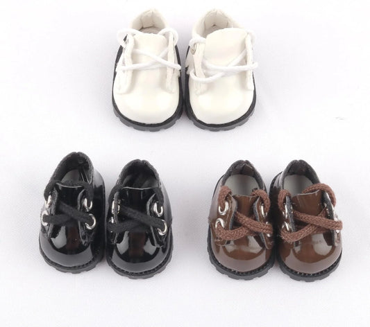 3 Pairs of Doll Shoes for Doll, Mini Shoes for 17 Cm/6.7 in Doll Cute Accessories for Doll 3 Colors to Match Different Outfits and Clothes Black/Brown/White