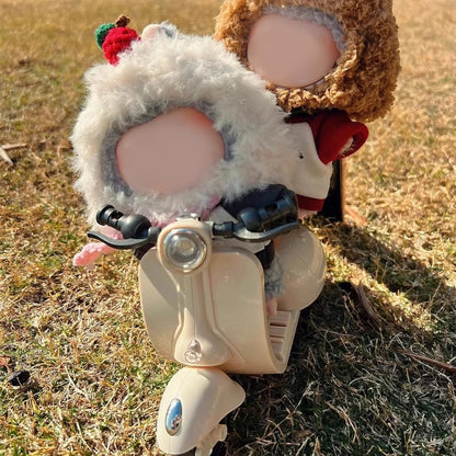 Scooter Toy for Labubu Toy with Light and Music, Cute Have a Seat for Labubu Accessories, Interactive Toys Desktop Decor for Doll Collectors (White)