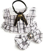 White Plaid Tweed Dress + Black Necktie + Bow