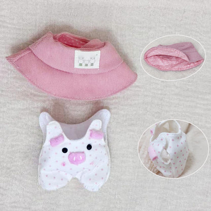 17cm Doll Clothes Set, Cute Hat & Outfit Set for Dolls, Adorable Dress-Up Accessories for Doll (Pink Pig)