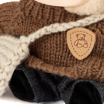 17cm Doll Clothes - Kawaii Chic Style Set for 17cm Dolls, Premium Doll Outfit with Accessories - Khaki Wool Hat + Brown Romper + Black Jeans + Khaki Bag (NO Doll)