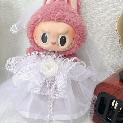 +Doll Clothes for 15cm/17cm Dolls,Wedding Outfit for Elegant Bride & Groom Clothes Set, Formal Doll Costume with Dress & Suit, Stylish Accessories (Fabric)