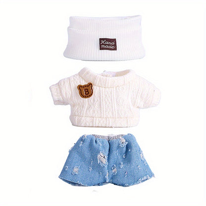 1 Set Fashion Handmade Doll Clothing Tops Pants 6.69 Inches Plush Doll for Clothes Accessories 17cm Cute Doll Holiday Girl Toy Gifts (Not Include Doll)